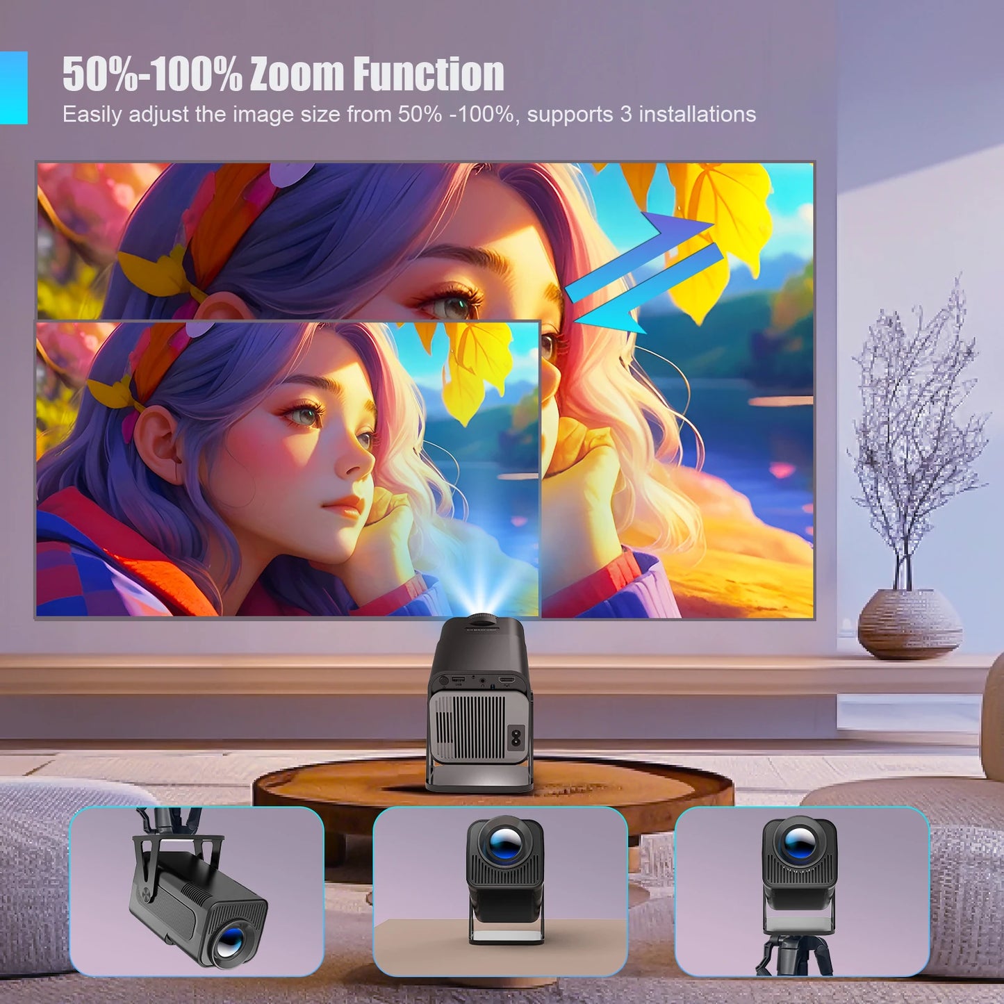 Magcubic Netflix Officially Licensed Android Mini Projector With 1080P 500ANSI Dual WiFi BT5.2 Voice