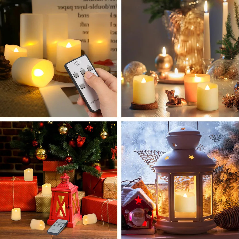 Rechargeable LED Candles with USB Timer Remote & Flickering Flames