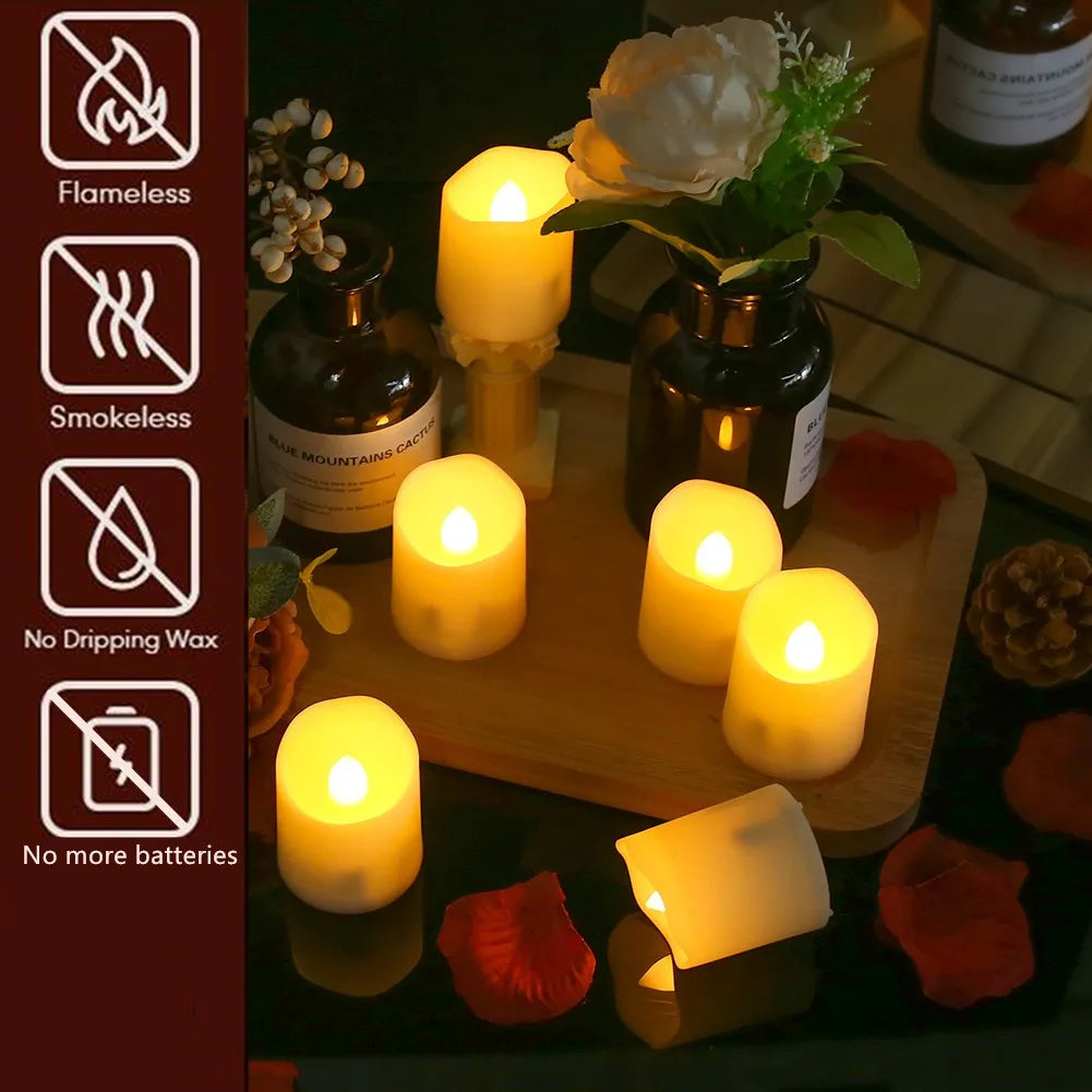 Rechargeable LED Candles with USB Timer Remote & Flickering Flames