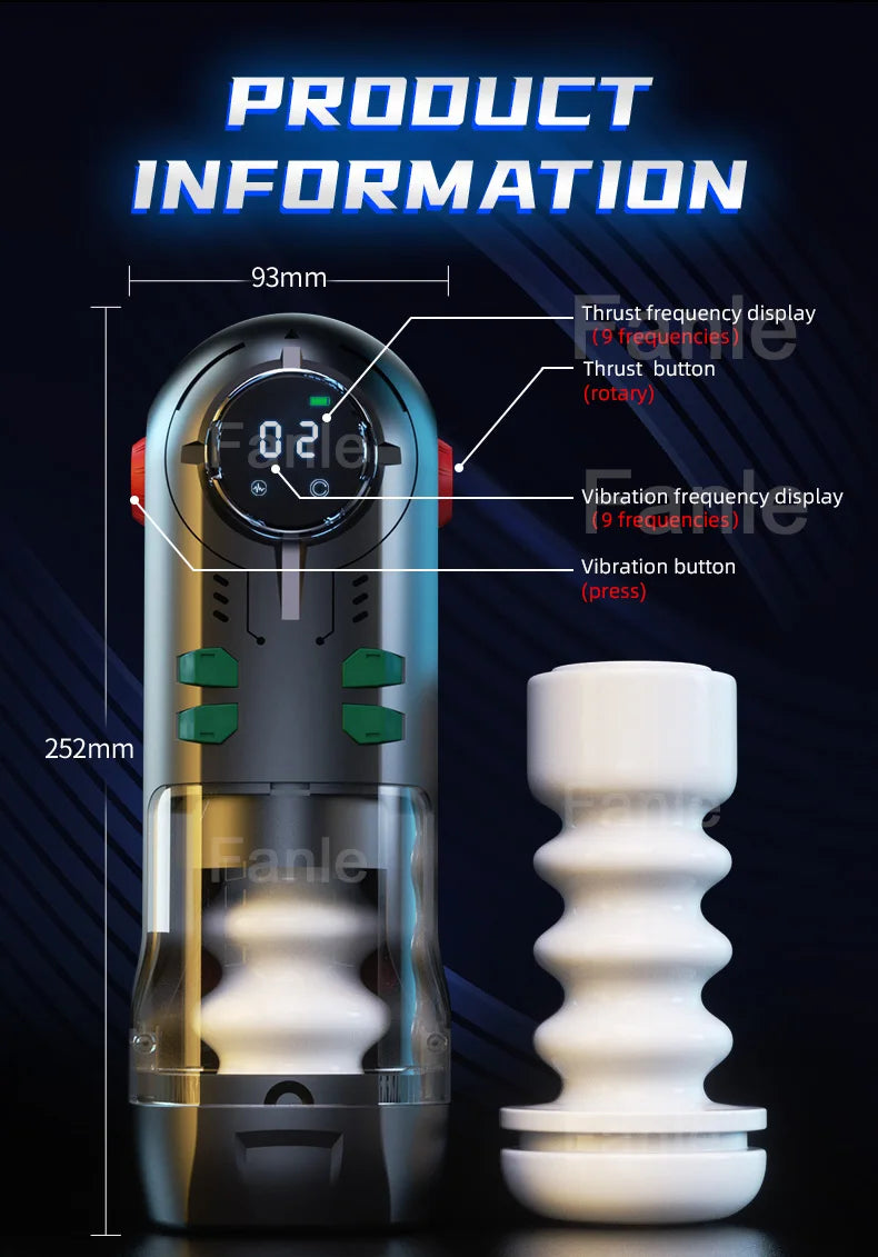 Automatic Male Masturbator Cup Telescopic Sucking Heated vagina & Blowjob Machine