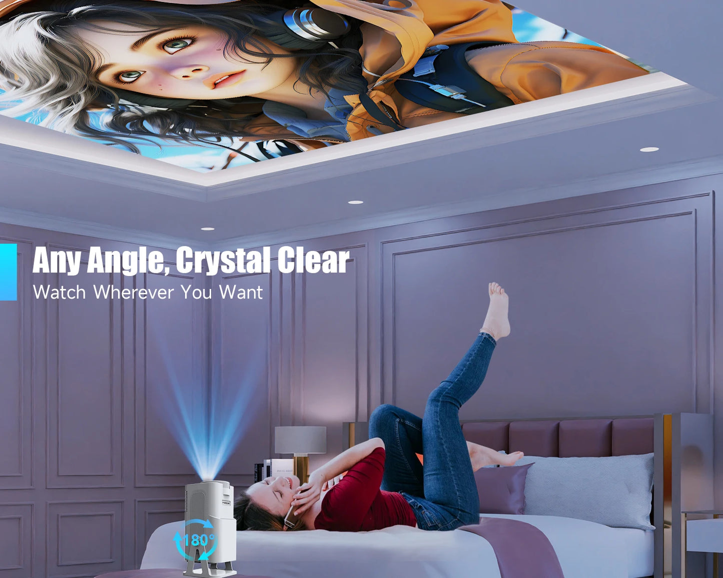 Magcubic Netflix Officially Licensed Android Mini Projector With 1080P 500ANSI Dual WiFi BT5.2 Voice