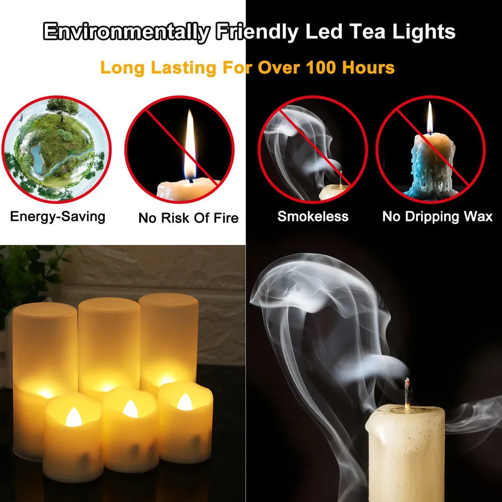 Rechargeable LED Candles with USB Timer Remote & Flickering Flames