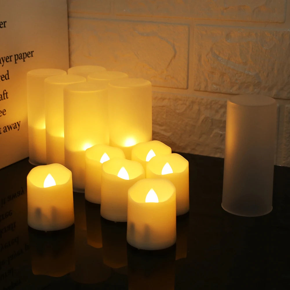 Rechargeable LED Candles with USB Timer Remote & Flickering Flames