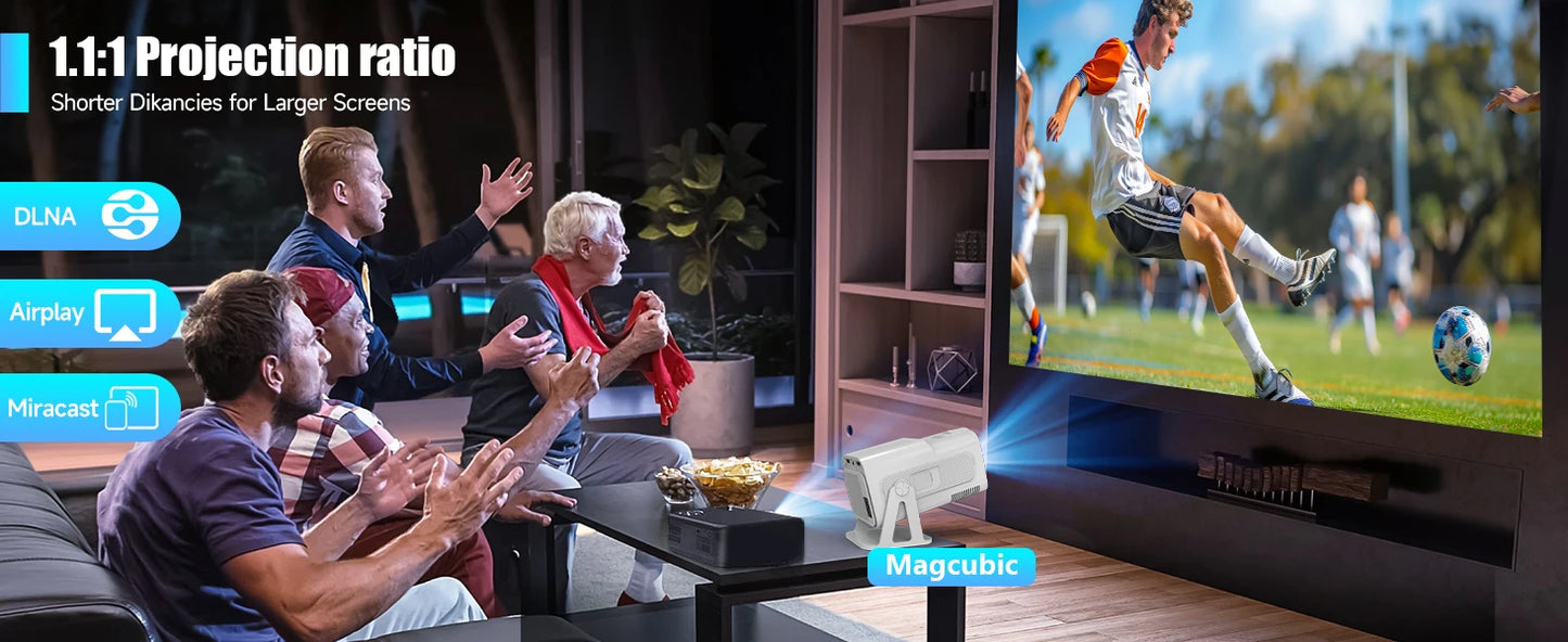 Magcubic Netflix Officially Licensed Android Mini Projector With 1080P 500ANSI Dual WiFi BT5.2 Voice