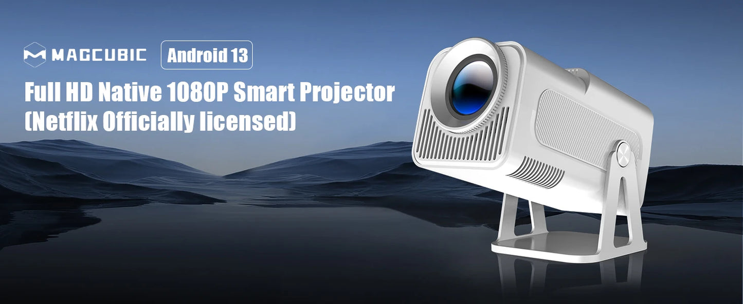 Magcubic Netflix Officially Licensed Android Mini Projector With 1080P 500ANSI Dual WiFi BT5.2 Voice