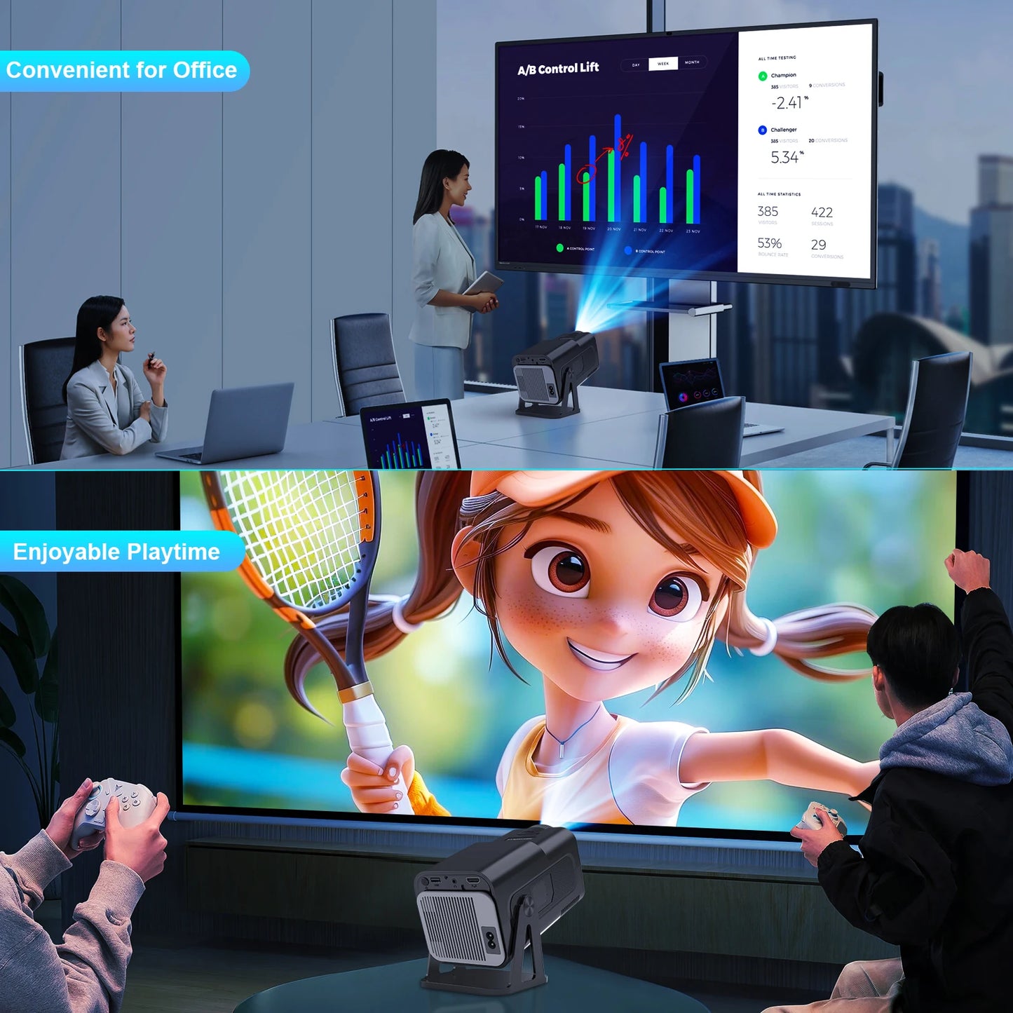 Magcubic Netflix Officially Licensed Android Mini Projector With 1080P 500ANSI Dual WiFi BT5.2 Voice