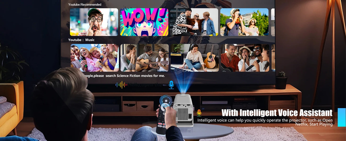 Magcubic Netflix Officially Licensed Android Mini Projector With 1080P 500ANSI Dual WiFi BT5.2 Voice