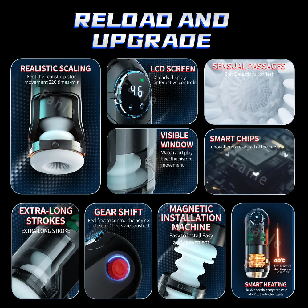 Automatic Male Masturbator Cup Telescopic Sucking Heated vagina & Blowjob Machine