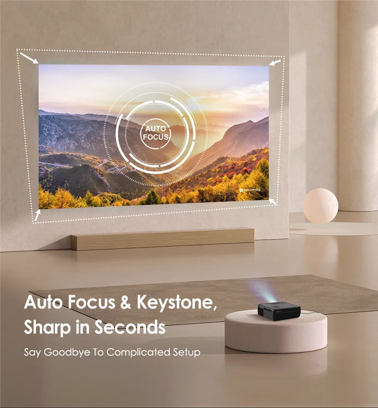 [Netflix Officially-Licensed]4K Portable Projector Video Home Theater Auto Focus 5G WiFi NFC Android Beam Projector