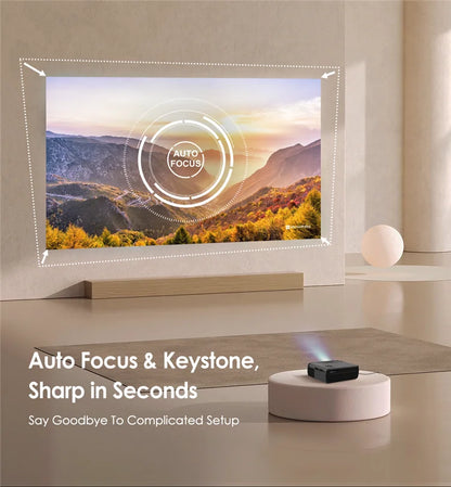 [Netflix Officially-Licensed]4K Portable Projector Video Home Theater Auto Focus 5G WiFi NFC Android Beam Projector