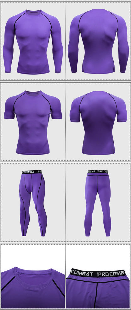 2pcs Men's Compression Sportswear Suit GYM Tight Sports Yoga Sets Workout Jogging MMA Fitness Clothing Tracksuit Pants Sporting