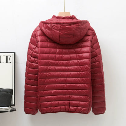 Lightweight down jacket with hood