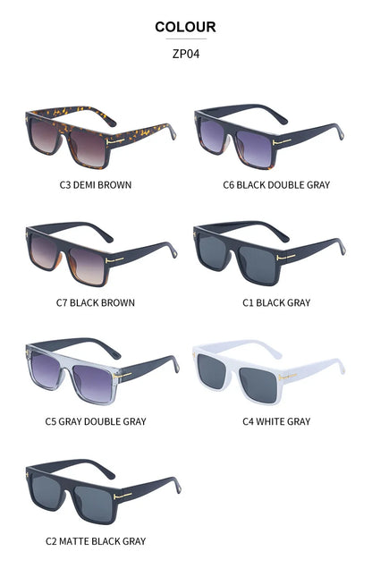 Fashion Vintage Square Men's Sunglasses 2024 Luxury Brand Designer Big Frame Women Sun Glasses Rectangle Flat Top Black Shades