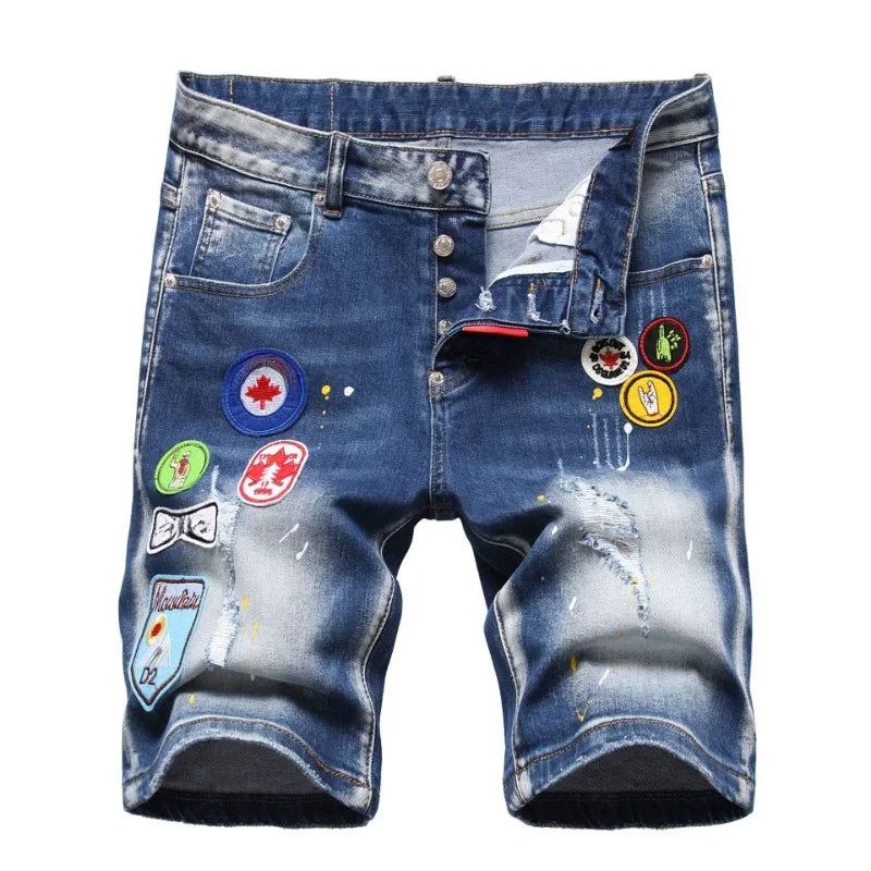 Mens Light Blue Straight Denim Shorts