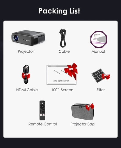 [Netflix Officially-Licensed]4K Portable Projector Video Home Theater Auto Focus 5G WiFi NFC Android Beam Projector