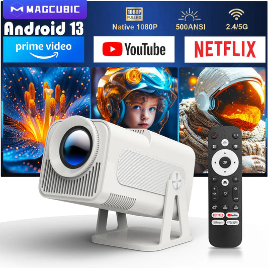 Magcubic Netflix Officially Licensed Android  Mini Projector With 1080P 500ANSI Dual WiFi BT5.2 Voice