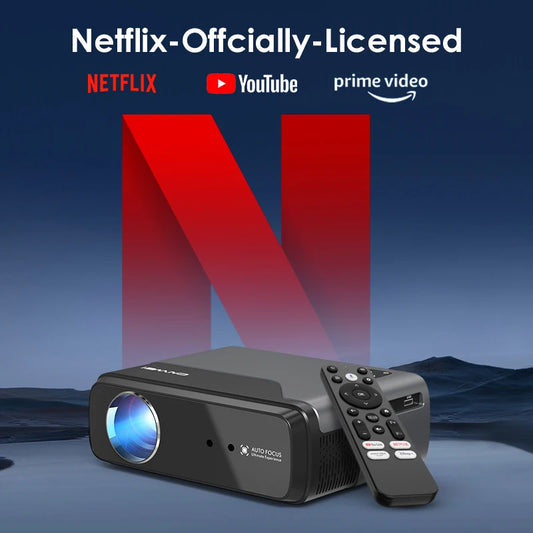 [Netflix Officially-Licensed]4K Portable Projector Video Home Theater Auto Focus 5G WiFi NFC Android Beam Projector