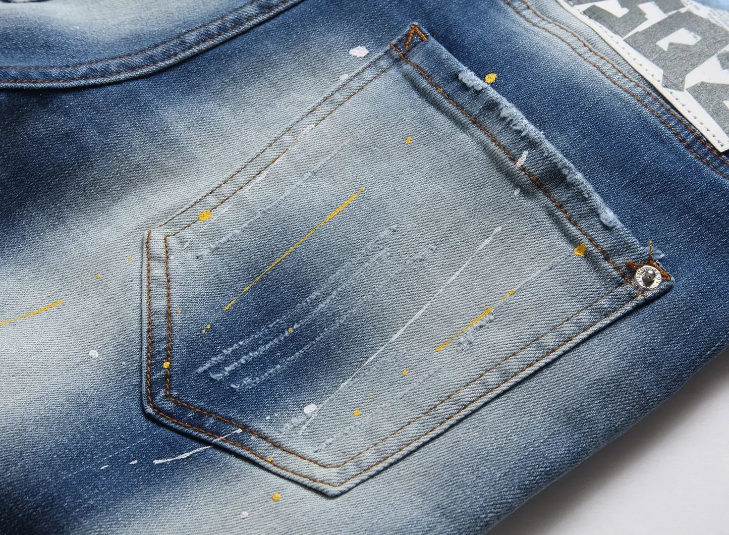 Mens Light Blue Straight Denim Shorts