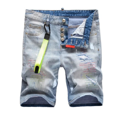 Mens Light Blue Straight Denim Shorts