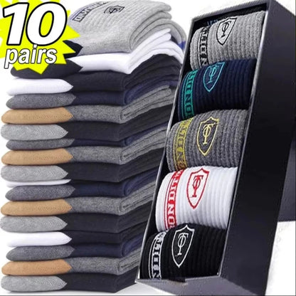 5 Pairs Of Men's Socks, Autumn And Winter Vintage Athletic Style