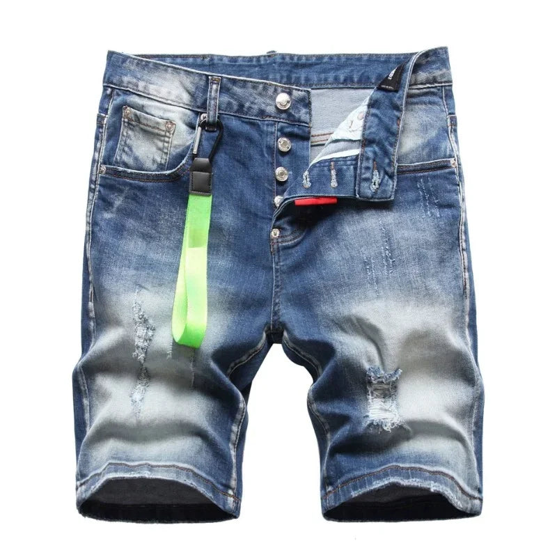 Mens Light Blue Straight Denim Shorts