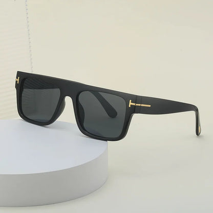 Fashion Vintage Square Men's Sunglasses 2024 Luxury Brand Designer Big Frame Women Sun Glasses Rectangle Flat Top Black Shades