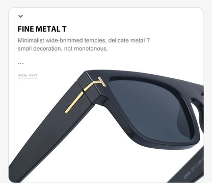 Fashion Vintage Square Men's Sunglasses 2024 Luxury Brand Designer Big Frame Women Sun Glasses Rectangle Flat Top Black Shades