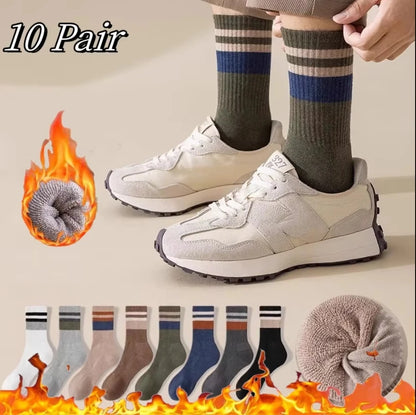 5 Pairs Of Men's Socks, Autumn And Winter Vintage Athletic Style