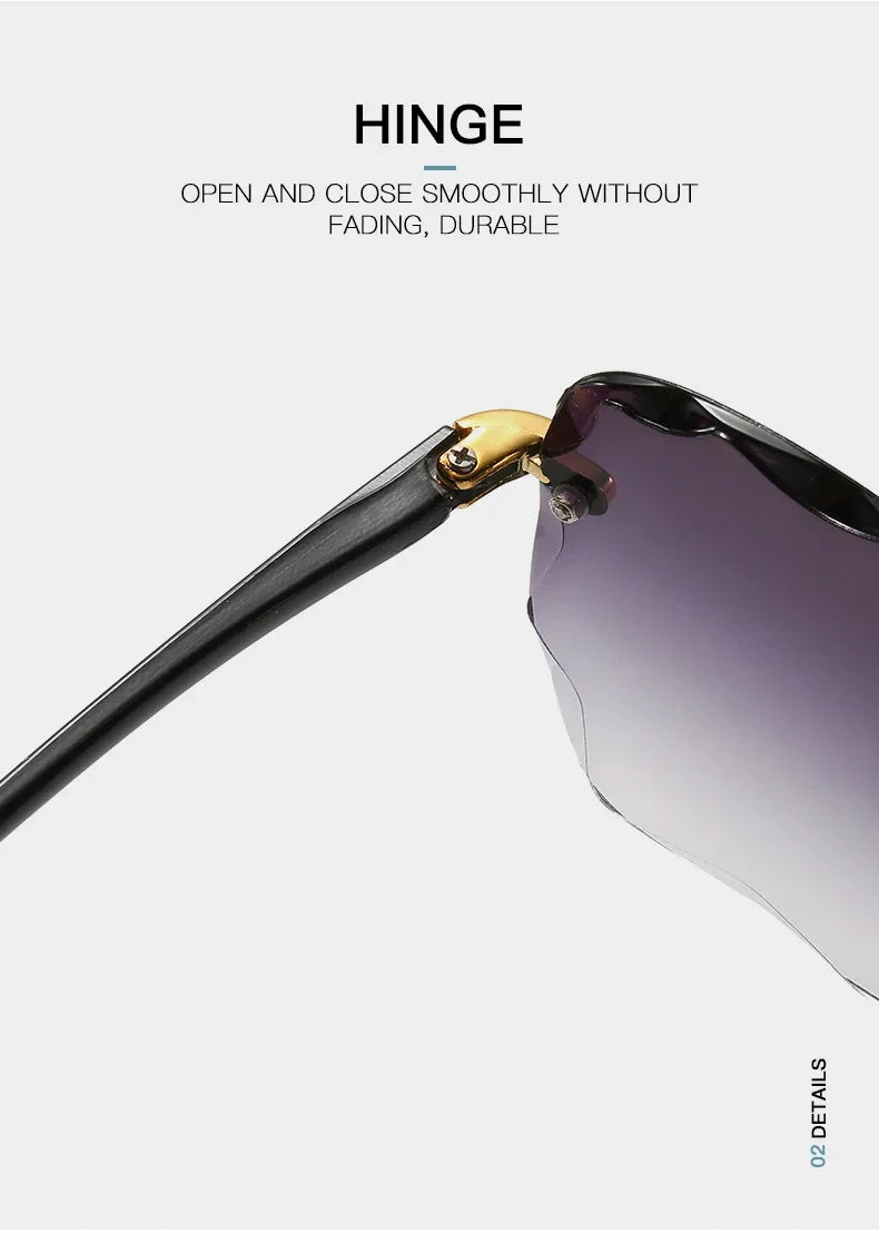 Women's Rimless Vintage looking Designer Sunglasses with Gradient Lenses
