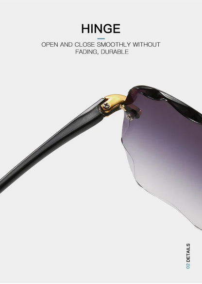 Women's Rimless Vintage looking Designer Sunglasses with Gradient Lenses