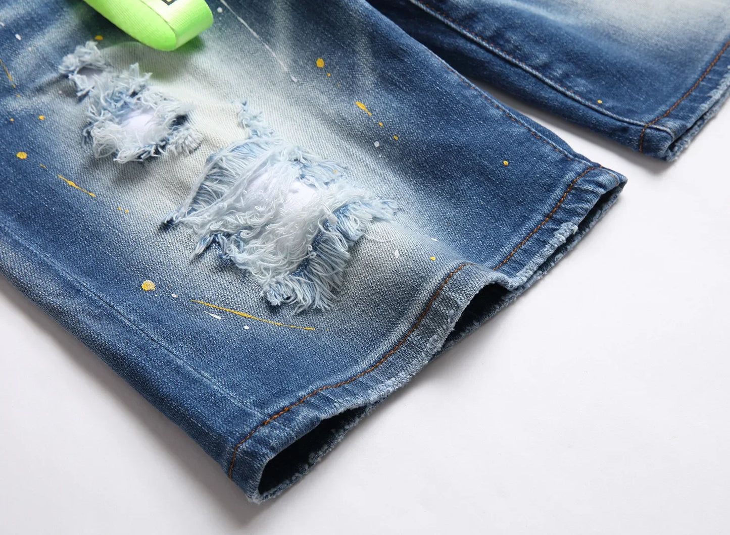 Mens Light Blue Straight Denim Shorts