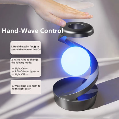 Rotating Color Changing Floating Table lamp, with 15W Mobile Phone Wireless Charger