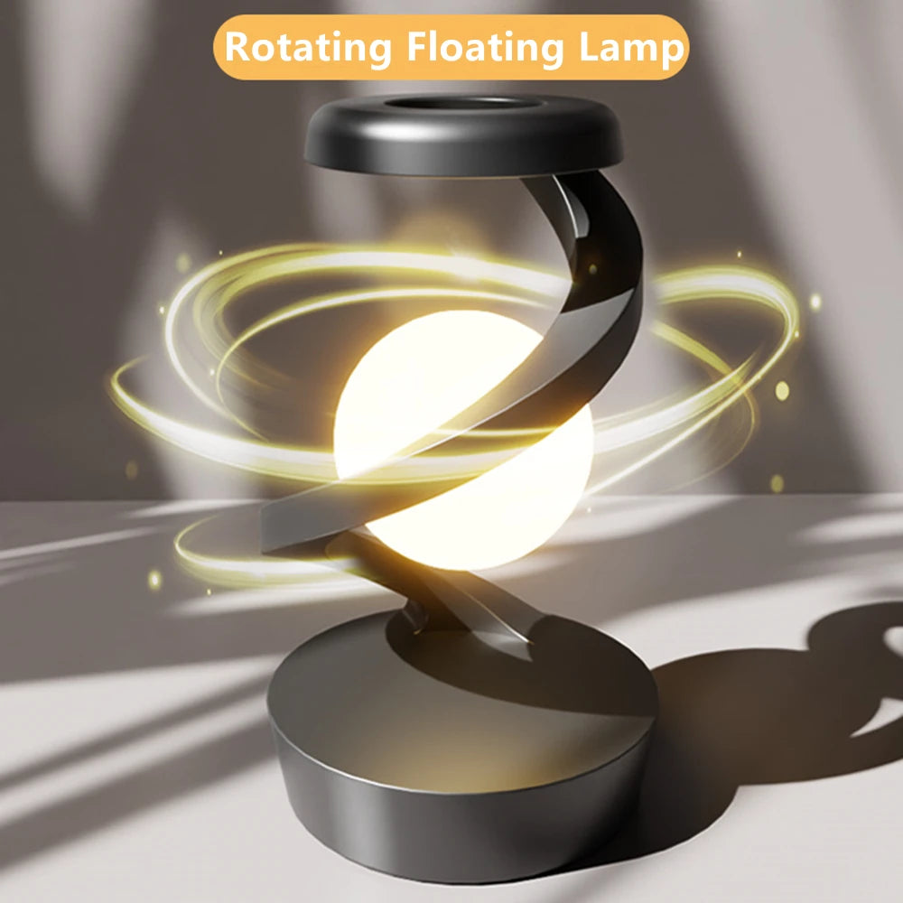 Rotating Color Changing Floating Table lamp, with 15W Mobile Phone Wireless Charger