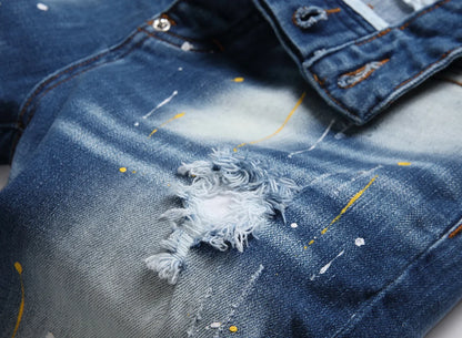 Mens Light Blue Straight Denim Shorts