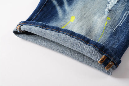 Mens Light Blue Straight Denim Shorts