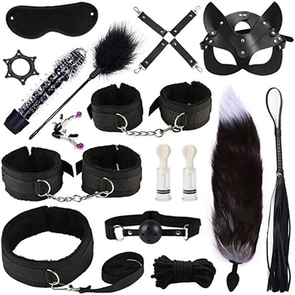 Genuine Leather Bondage Set Fetish Handcuffs Collar Gag Whip Erotic Sex Toys For Women