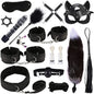 Genuine Leather Bondage Set Fetish Handcuffs Collar Gag Whip Erotic Sex Toys For Women