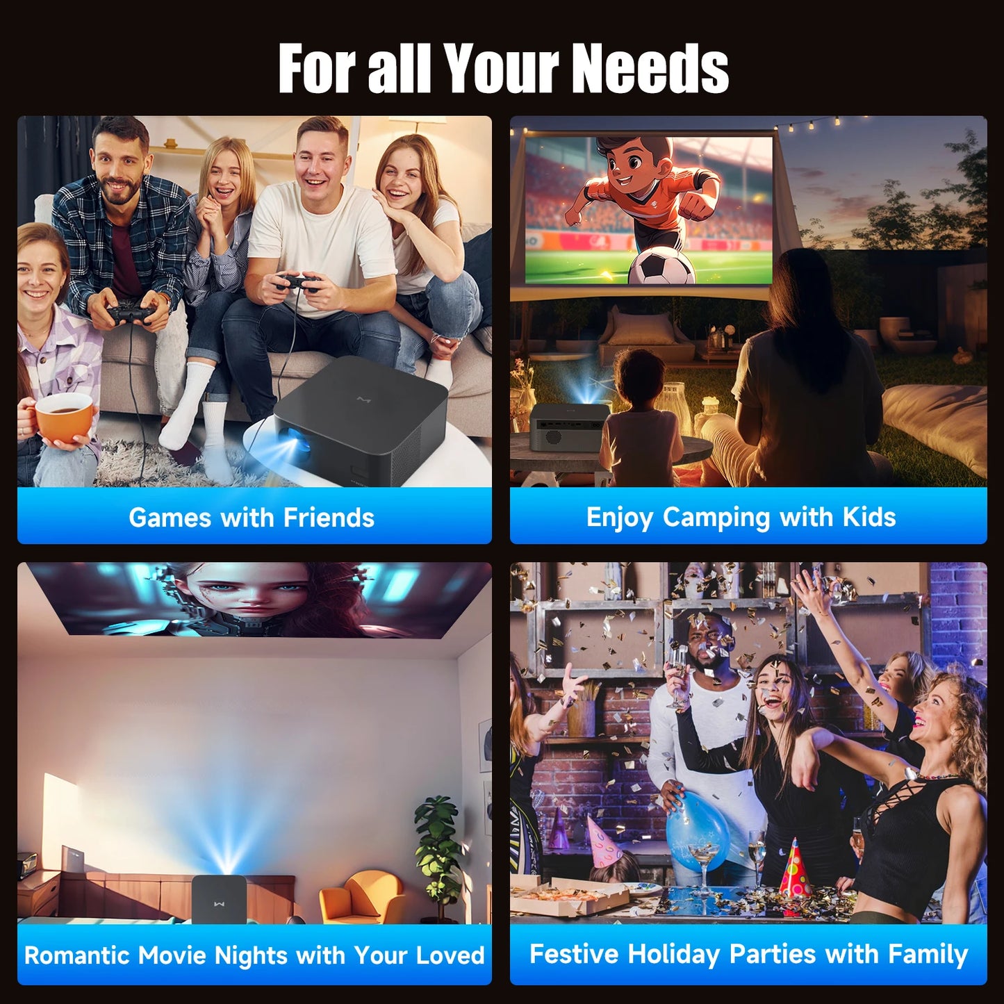 Magcubic HT600 Projector 550ANSI 1080P  Auto Focus  Netflix & Youtube Certified