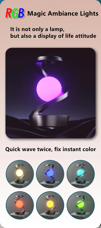 Rotating Color Changing Floating Table lamp, with 15W Mobile Phone Wireless Charger