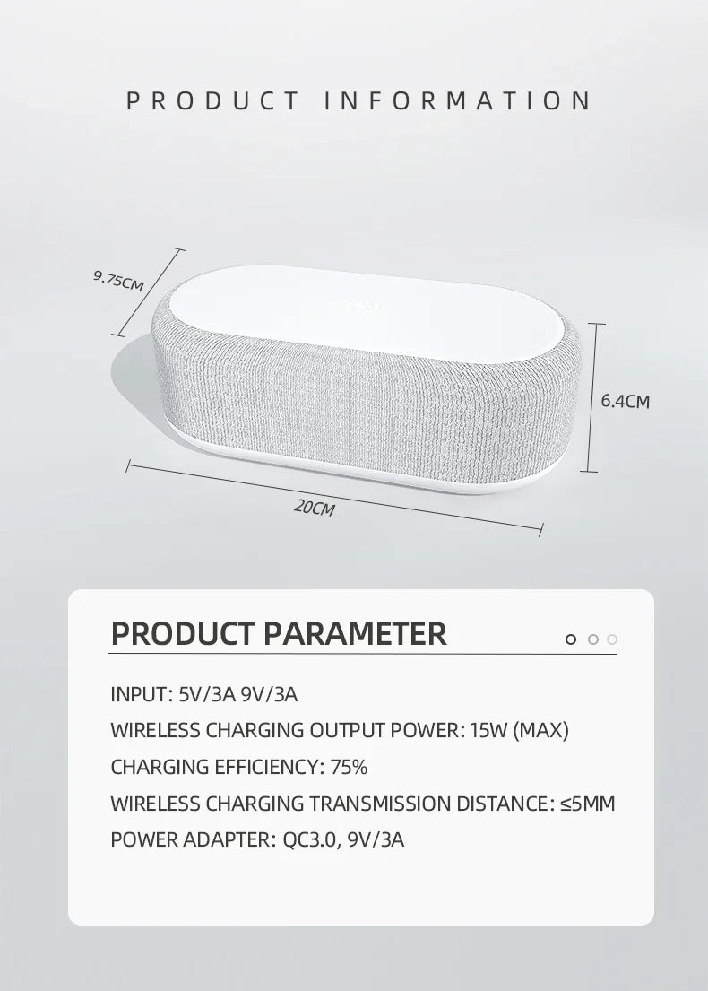 Alarm Clock with 15W Wireless Charging Pad