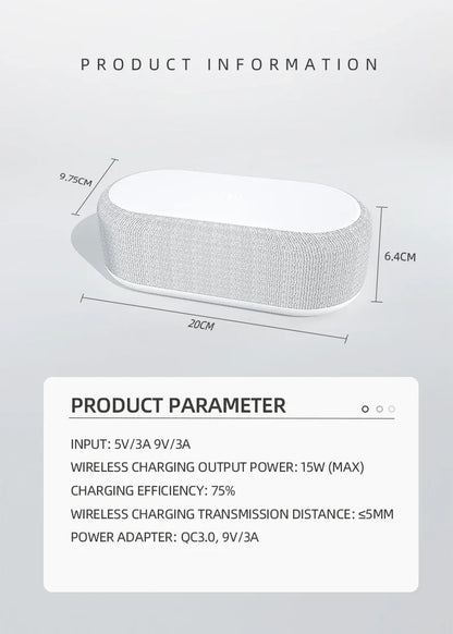 Alarm Clock with 15W Wireless Charging Pad