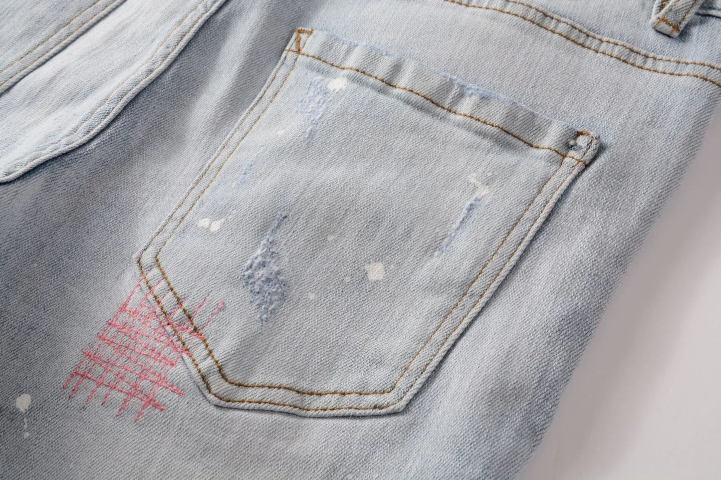 Mens Light Blue Straight Denim Shorts