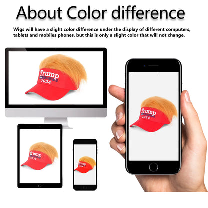 Trump 2024 Synthetic  Hair,Make America Great Again Wig Hat Embroidered Ultra Adjustable MAGA Baseball Cap