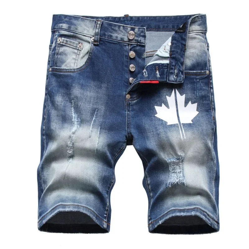 Mens Light Blue Straight Denim Shorts