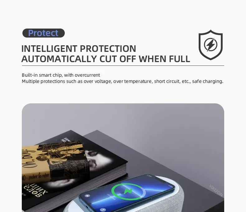 Alarm Clock with 15W Wireless Charging Pad