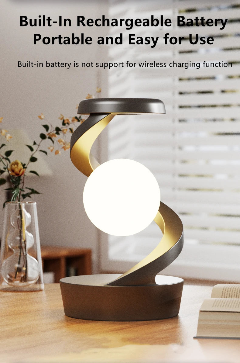 Rotating Color Changing Floating Table lamp, with 15W Mobile Phone Wireless Charger