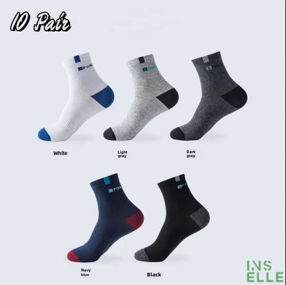 5 Pairs Of Men's Socks, Autumn And Winter Vintage Athletic Style