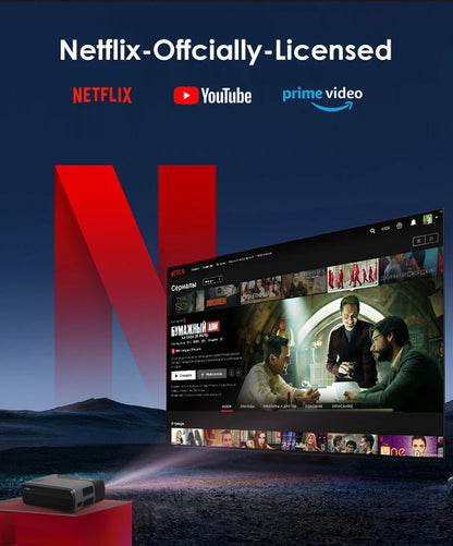 [Netflix Officially-Licensed]4K Portable Projector Video Home Theater Auto Focus 5G WiFi NFC Android Beam Projector