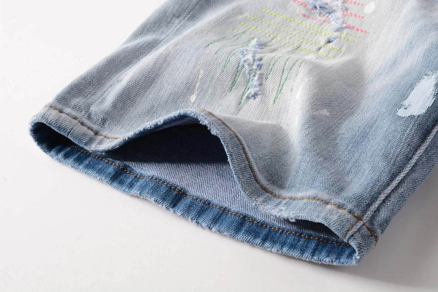 Mens Light Blue Straight Denim Shorts