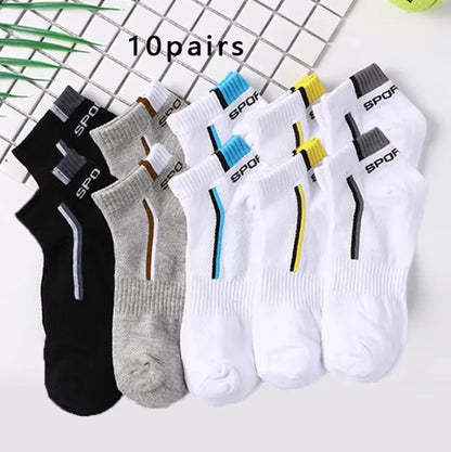 5 Pairs Of Men's Socks, Autumn And Winter Vintage Athletic Style